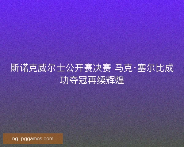 斯诺克威尔士公开赛决赛 马克·塞尔比成功夺冠再续辉煌